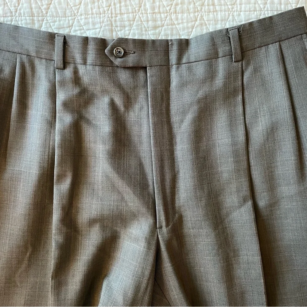 HART‎ SCHAFFNER & MARX Made in USA Subtle Glen Check Wool Suit Size 44 L